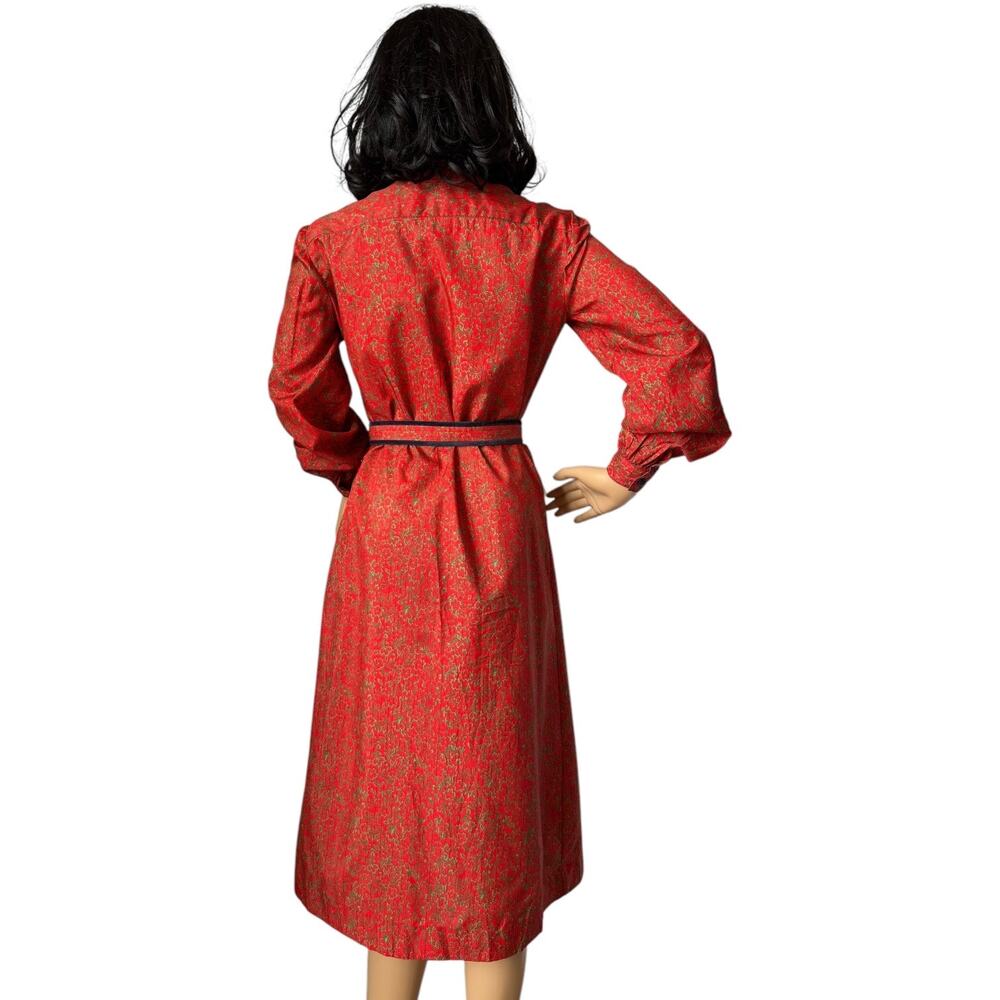 Vintage Schrader Sport New York red Mandarin collar belted dress medium - Picture 5 of 16